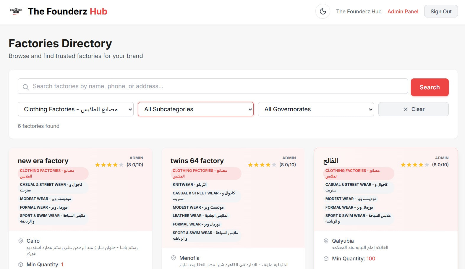 Factories Directory - دليل المصانع